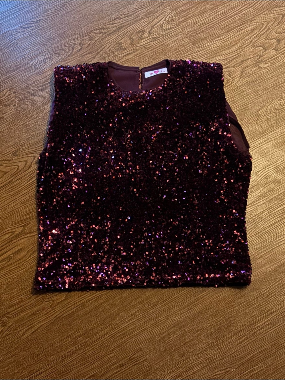 Buddy Love Plum Sequin Sleeveless Crop Top - Size M